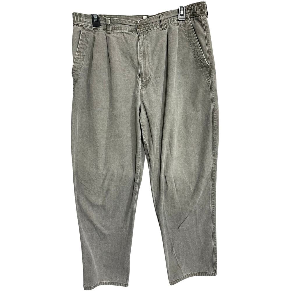 Vintage Brittania Pants Men Size 36 Gray Pleated 100% Cotton Mid Rise Trousers